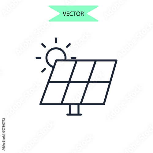 Solar energy icons  symbol vector elements for infographic web