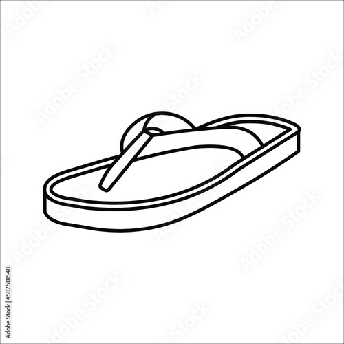 Slipper linear vector icon. Flip flops line thin sign. filled flat sign, solid pictogram isolated on white background.