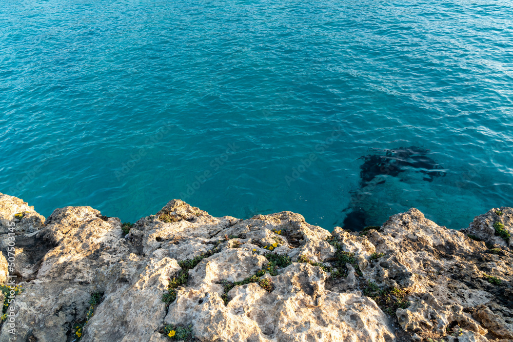 blue sea and cliff rocks at mallorca spain blue sea and cliff rocks at mallorca spain