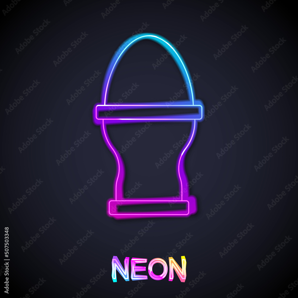 Glowing neon line Chicken egg on a stand icon isolated on black background. Vector Glowing neon line Chicken egg on a stand icon isolated on black background. Vector