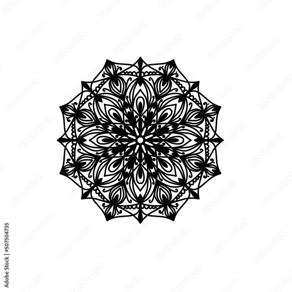 Flower Mandala. Vintage decorative elements. Oriental pattern, vector illustration. Islam, Arabic, Indian, moroccan,spain, turkish, pakistan, chinese, mystic, ottoman motifs. Coloring book page