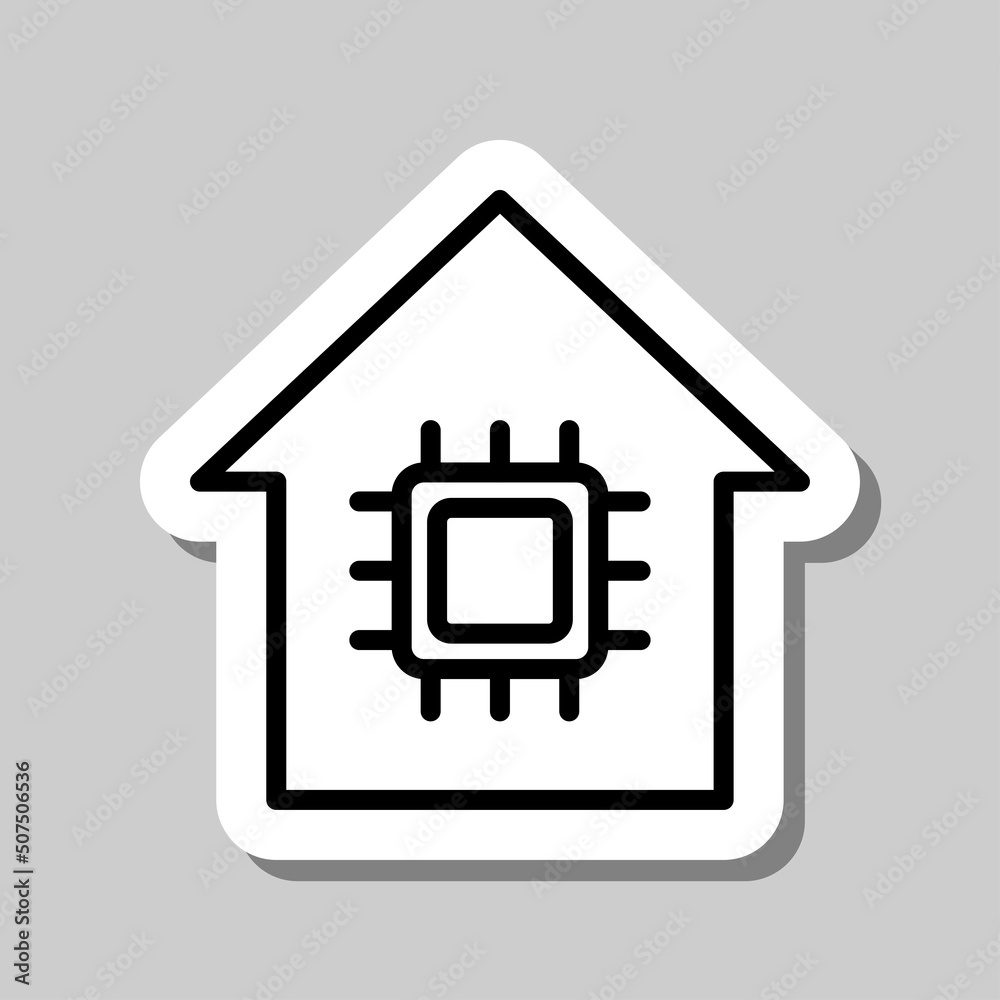 CPU, house simple icon vector. Flat desing. Sticker with shadow on gray background.ai CPU, house simple icon vector. Flat desing. Sticker with shadow on gray background.ai