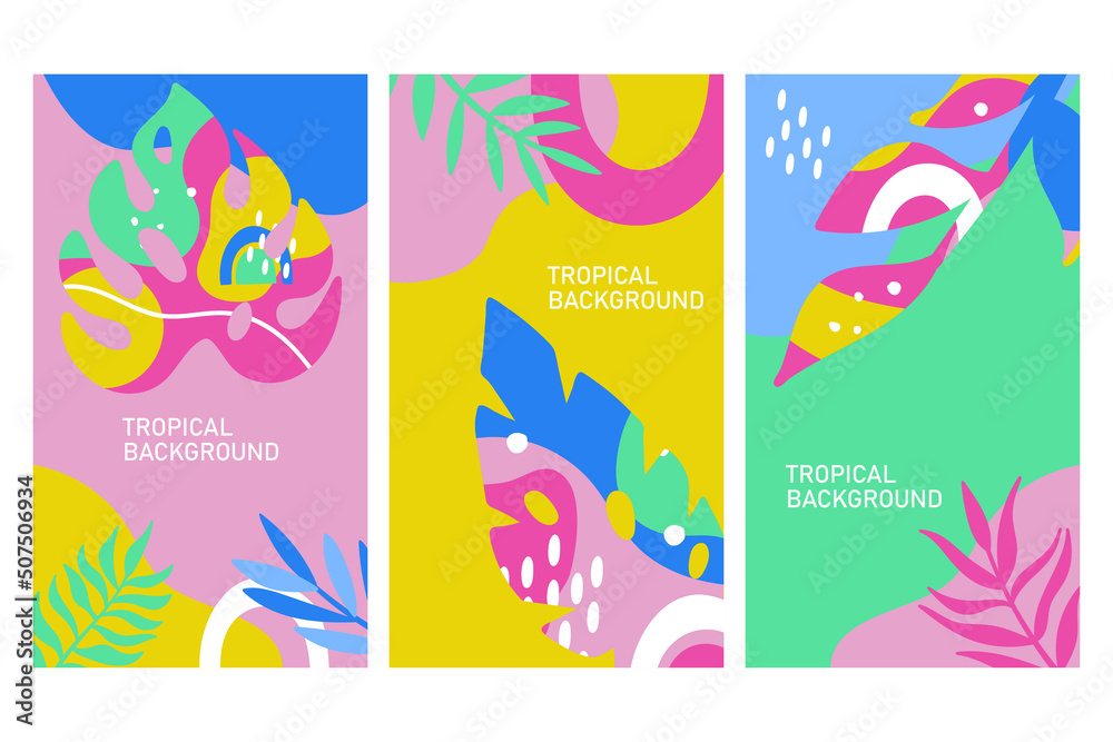 Summer tropical abstract background. Template for social media banner, poster, greeting card or website design