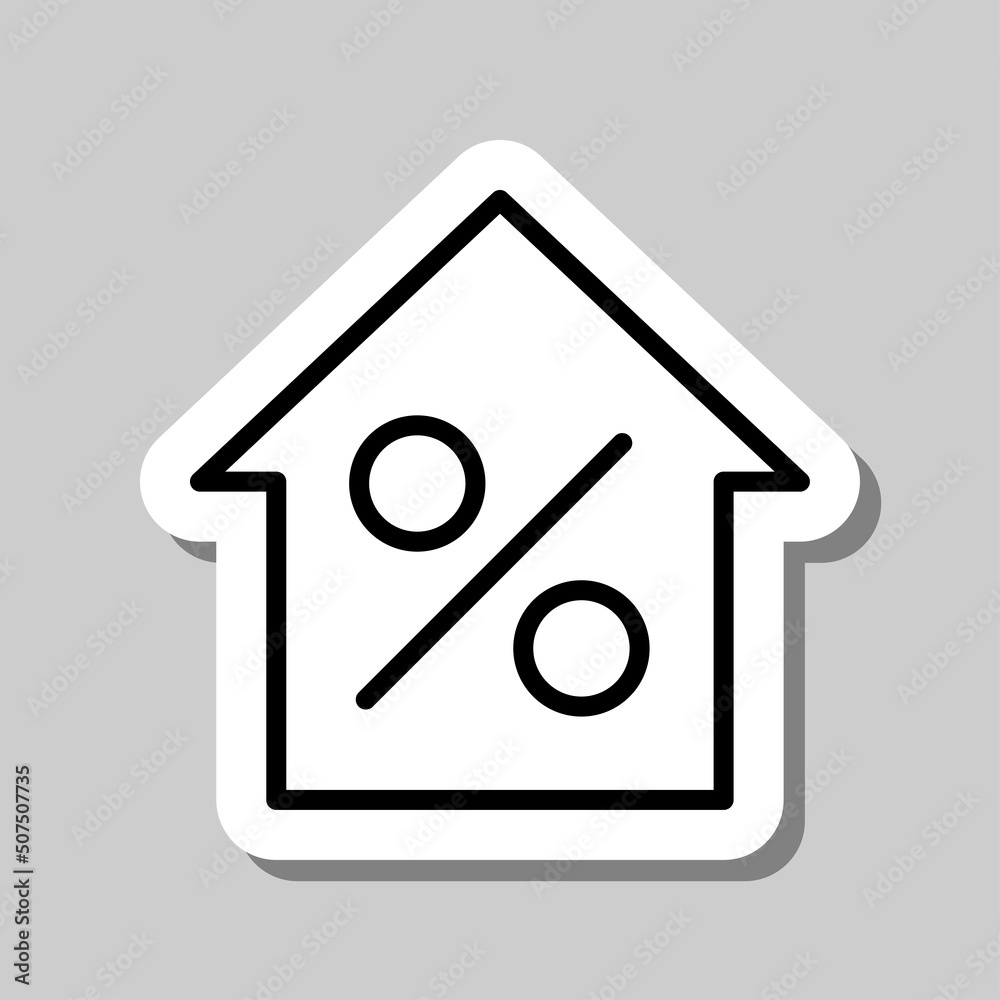 Percent, house simple icon vector. Flat desing. Sticker with shadow on gray background.ai