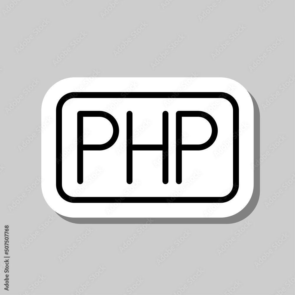 PHP simple icon vector. Flat design. Sticker with shadow on gray background.ai PHP simple icon vector. Flat design. Sticker with shadow on gray background.ai