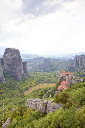 The typical monasteries of Meteora, Greece