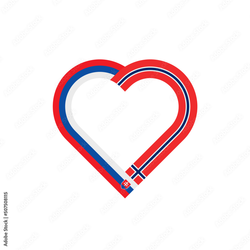 unity concept. heart ribbon icon of slovakia and norway flags. vector illustration isolated on white background unity concept. heart ribbon icon of slovakia and norway flags. vector illustration isolated on white background
