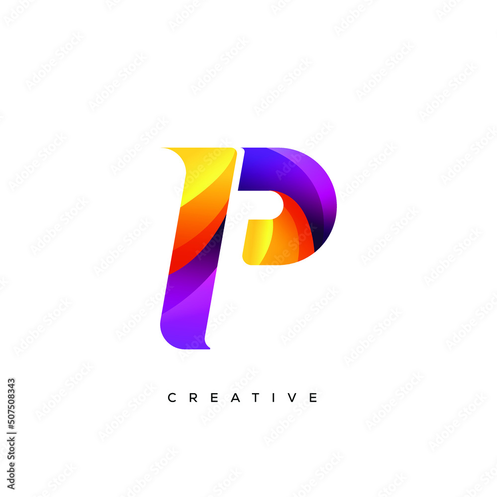 3D Linear modern logo of letter P. Number in the form of a line strip.  Linear abstract design of alphabet number character and letter. logo,  corporate identity, app, creative poster and more.