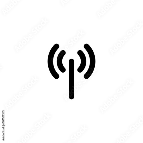 Signal transmission icon. Antenna or broadcast tower and signal wave. Hotspot Vector Illustration