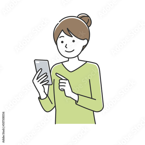スマホを操作する若い女性