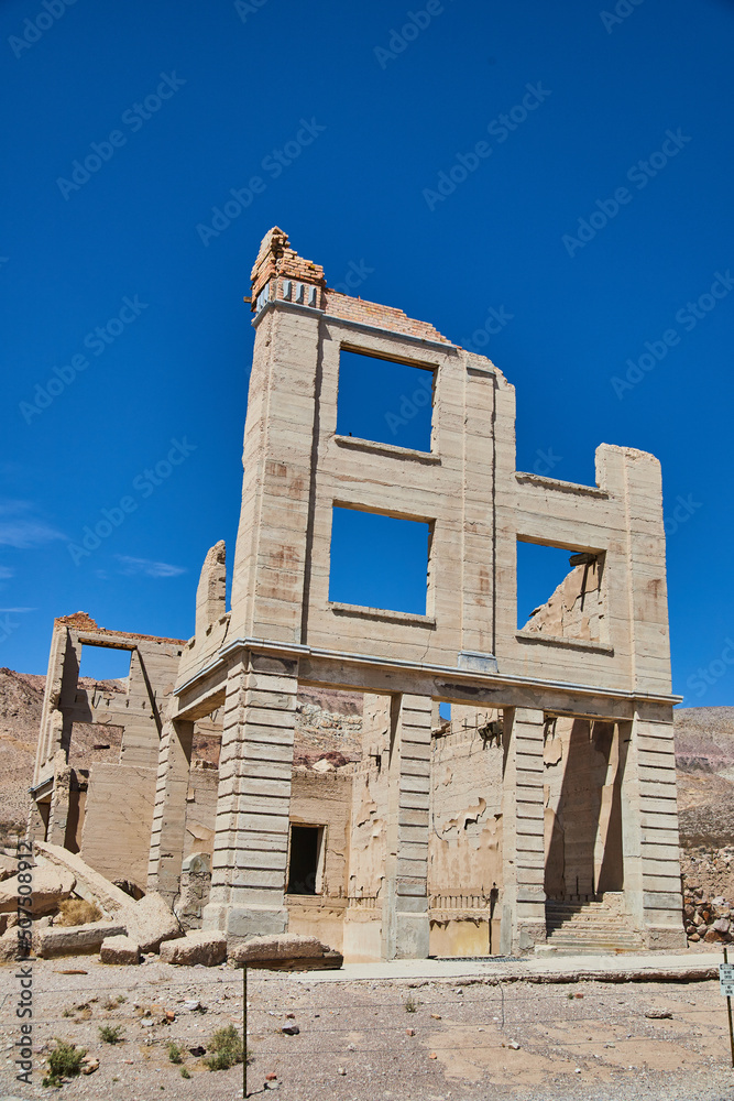 Historical abandoned bank in ghost town