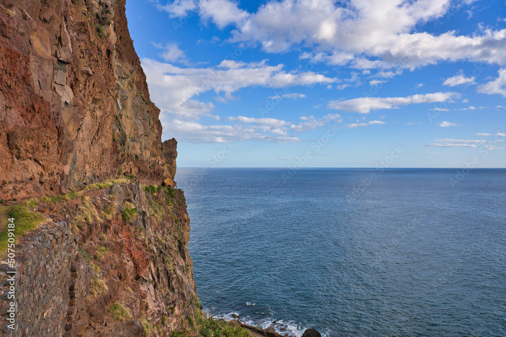 amazing coastline with cloudy sky in madeira, portugal