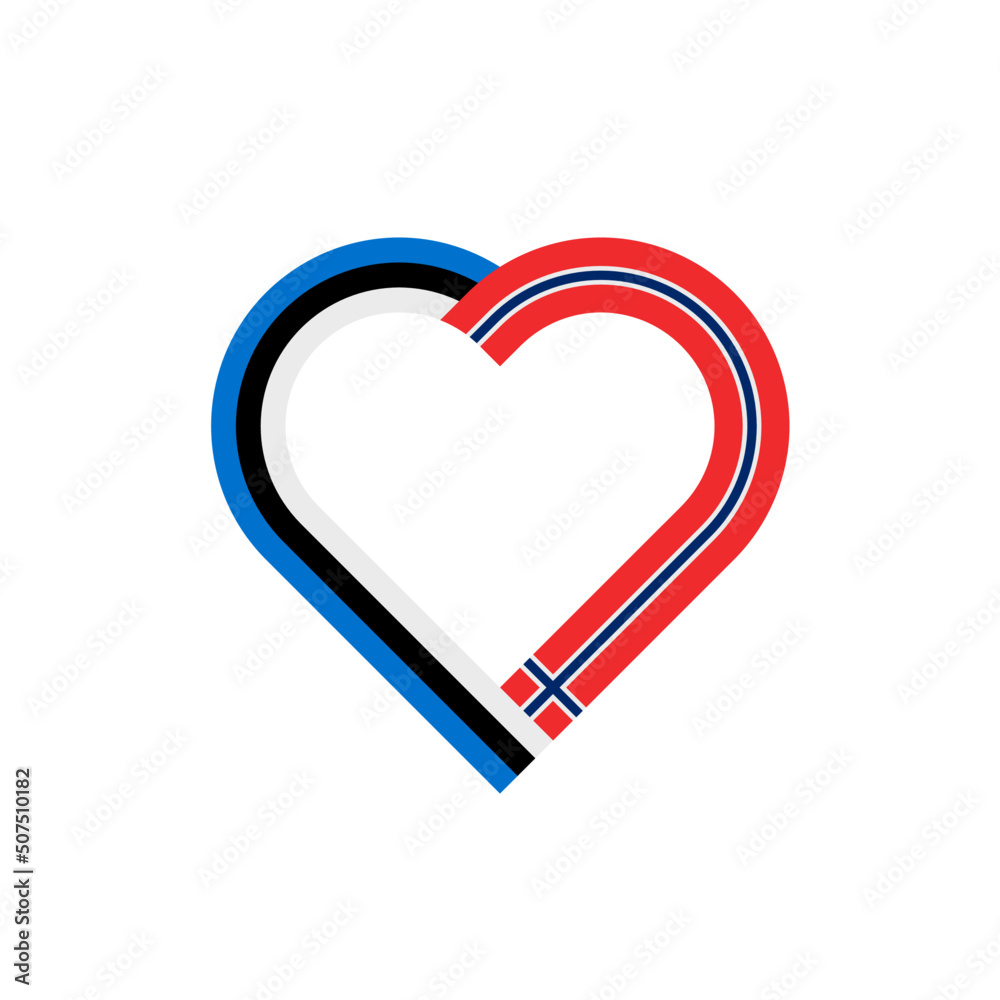 unity concept. heart ribbon icon of estonia and norway flags. vector illustration isolated on white background unity concept. heart ribbon icon of estonia and norway flags. vector illustration isolated on white background