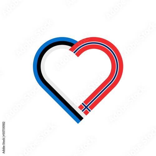 unity concept. heart ribbon icon of estonia and norway flags. vector illustration isolated on white background