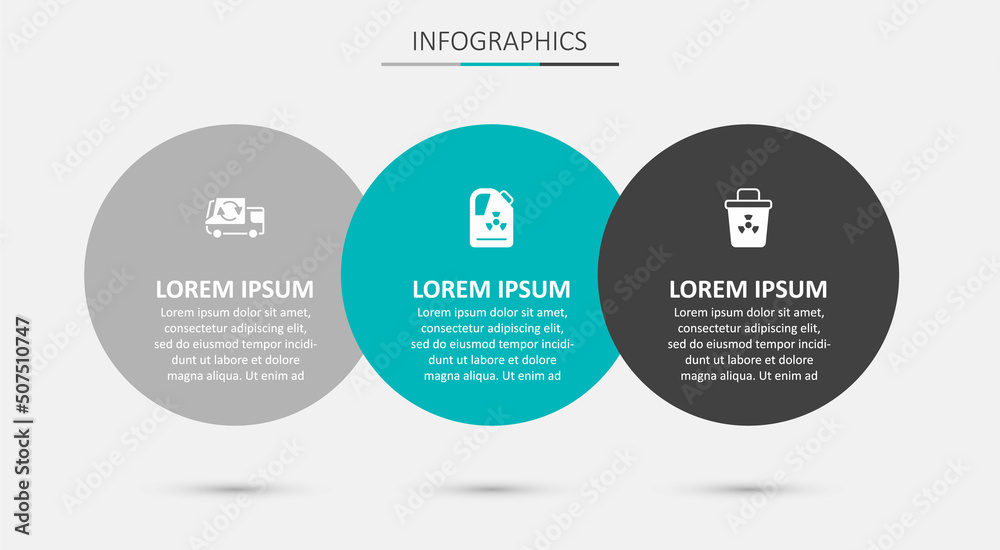Set Radioactive waste in barrel, Garbage truck and Infectious. Business infographic template. Vector Set Radioactive waste in barrel, Garbage truck and Infectious. Business infographic template. Vector