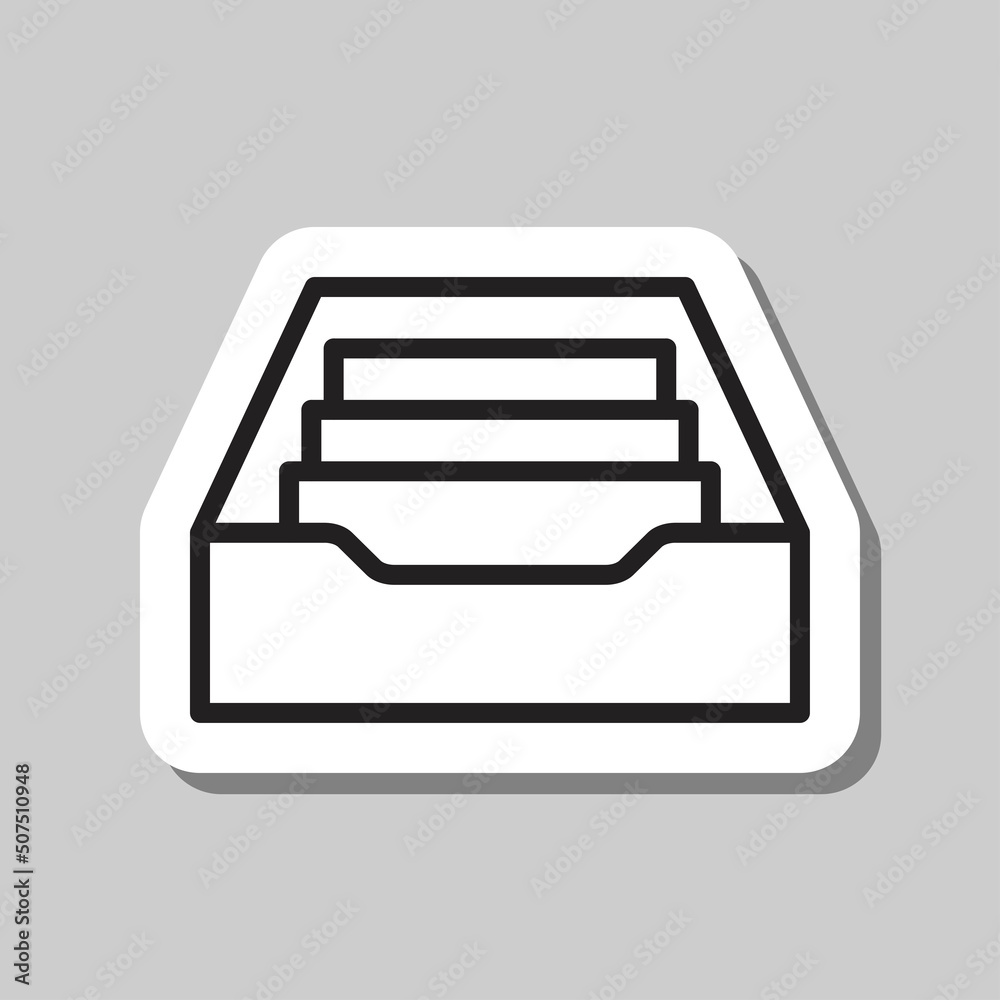 Archive storage simple icon, vector. Flat design. Sticker with shadow on gray background.ai Archive storage simple icon, vector. Flat design. Sticker with shadow on gray background.ai