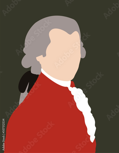 Mozart portrait with a red coat 1756-1791, based on Barbara Kraffts' painting, 1819 photo