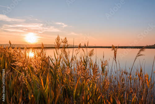 Beautiful sunset at the sea in early autumn.