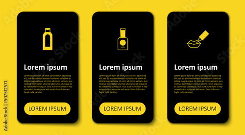 Set Lip augmentation, Bottle of nail polish and shampoo. Business infographic template. Vector