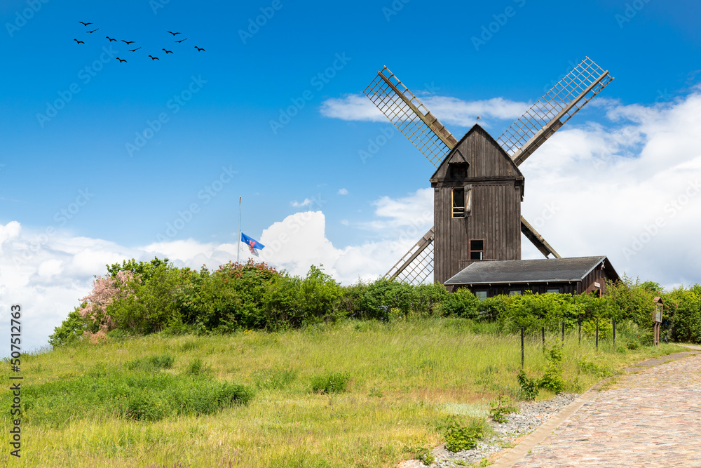 Bockwindmühle im Dorf Pudagla auf der Insel Usedom