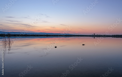 Beautiful sunset at the sea in early autumn.