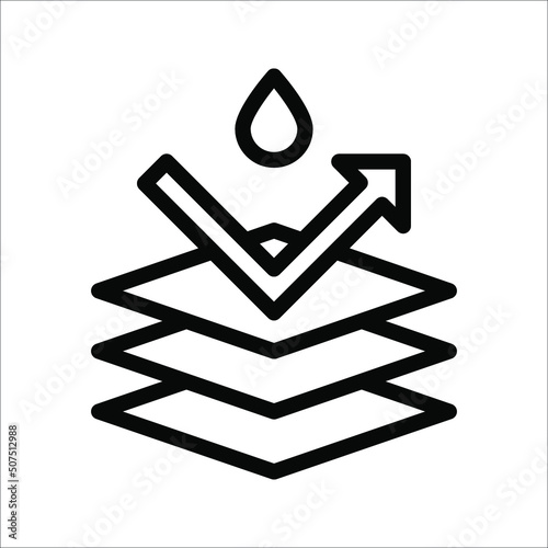 Water repellent surface line icon. Waterproof symbol concept. Vector illustration on white background.