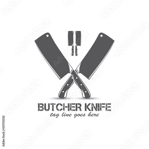 vintage knife logo, butcher logo vector