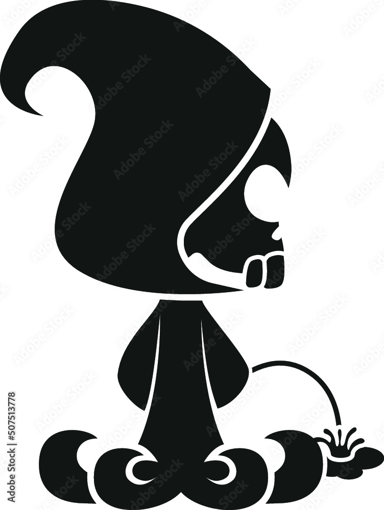 Cartoon Grim Reaper Weeing Urinating Skeleton Skull Hood Bones Corpse Death Angel Horror Scary Black and White Childrens Kids Illustration Design Halloween Cartoon Grim Reaper Weeing Urinating Skeleton Skull Hood Bones Corpse Death Angel Horror Scary Black and White Childrens Kids Illustration Design Halloween