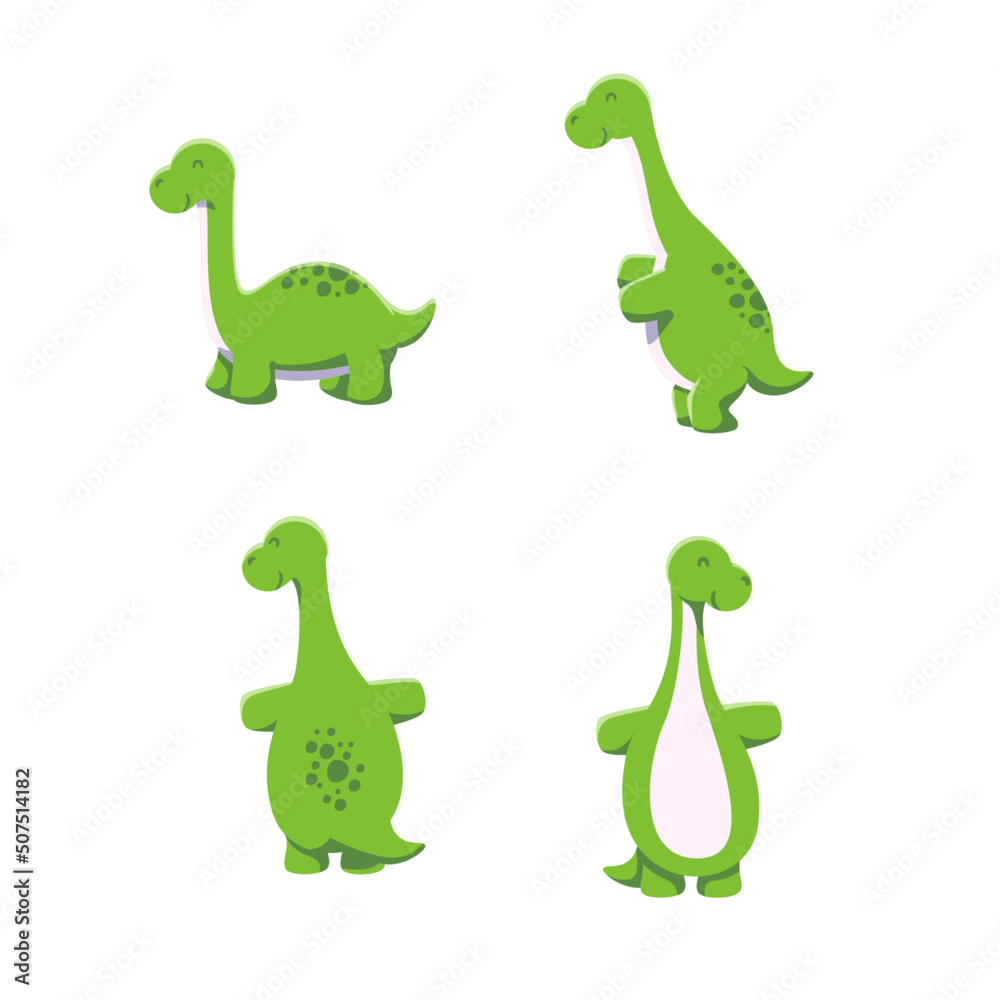 Obraz premium pose cute green dino vektor