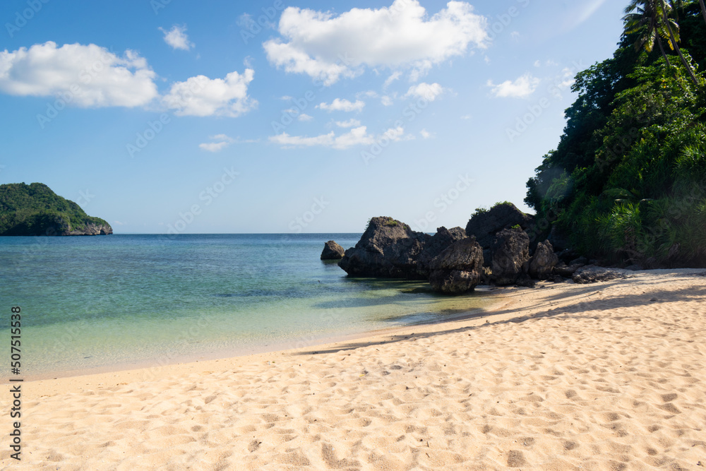 White sand beach on a sunny day. Ferrol, Romblon, Philippines