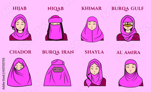 Muslim hijab collection illustration