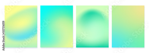Set of grainy gradient backgrounds in mint and yellow colors. For covers, wallpapers, branding, social media and other projects. For web and print.