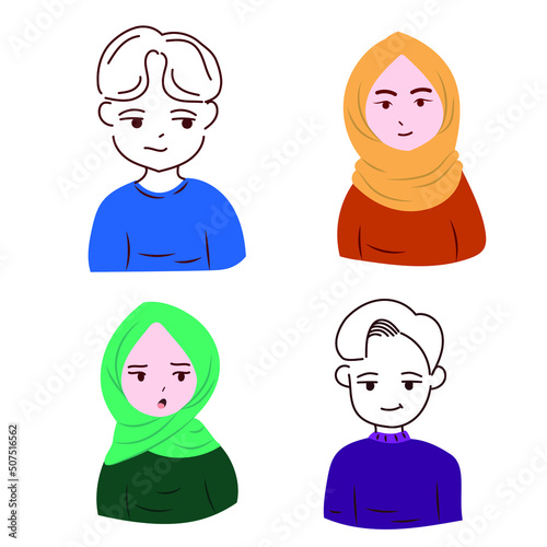 Group of boys and girls Illustration