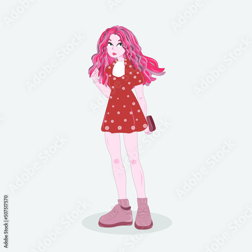 Flat Girl Character Illustration