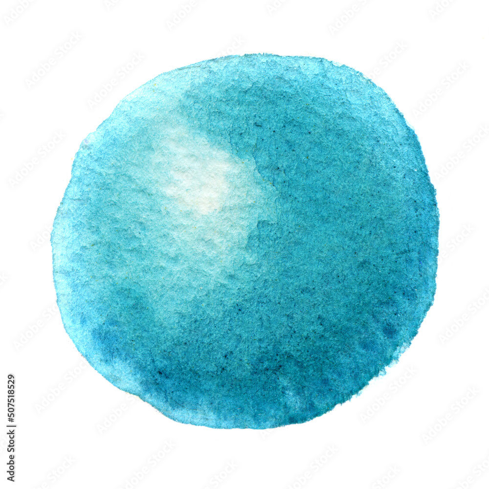 Blue mint watercolor circle isolated on a white background Blue mint watercolor circle isolated on a white background