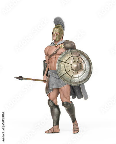 Obraz na płótnie ancient warrior is standing up for war