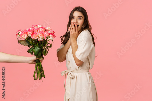 Fotobehang Valentines day, delivery and beauty concept