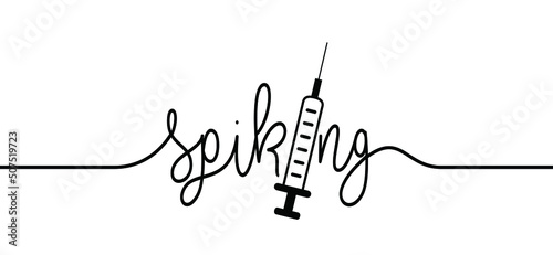 Stop, no needle spiking. people are drugged through their drink. GHB or sleeping pills are often used. Syringe injection. Happened often at nightlife, disco, bar, nightclub. Cartoon vector icon or pic