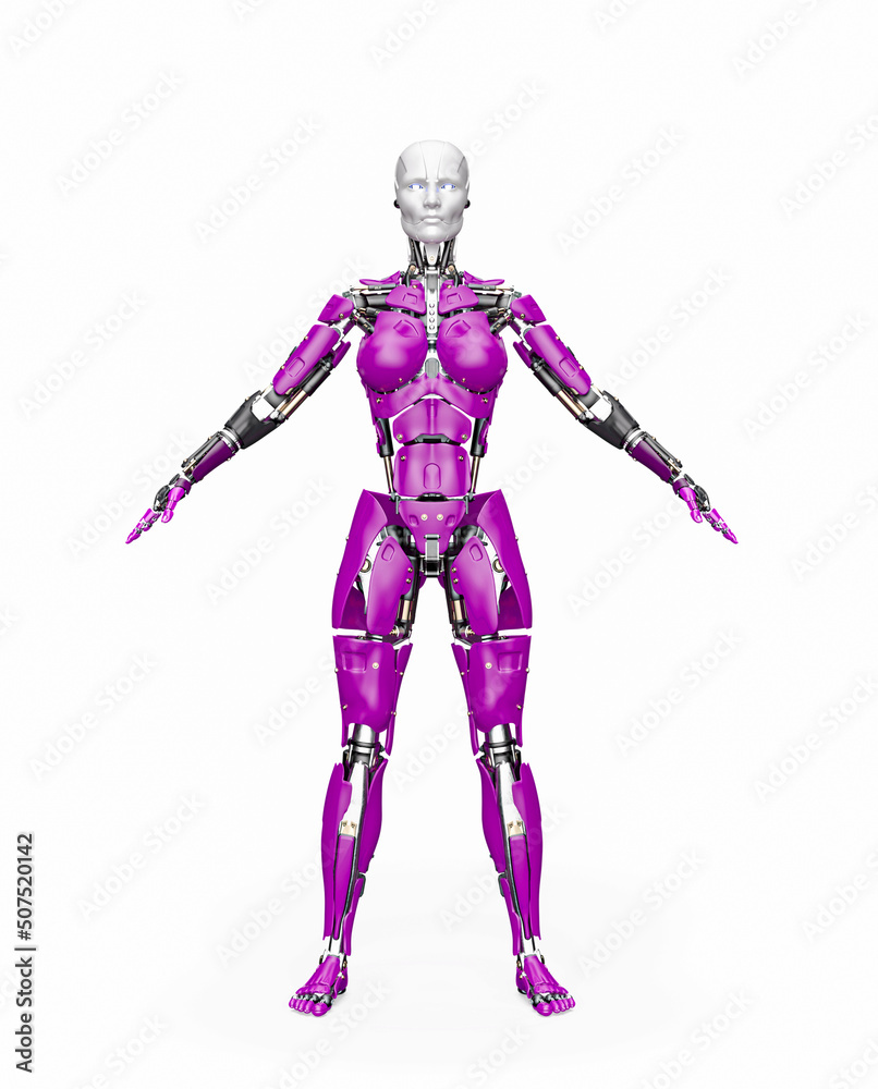amazing robot in a pose on white background amazing robot in a pose on white background