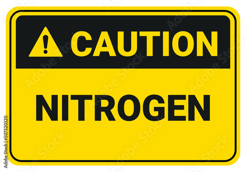 Caution nitrogen.
beware of the dangers of nitrogen. Safety sign Vector Illustration. OSHA and ANSI standard sign. eps10