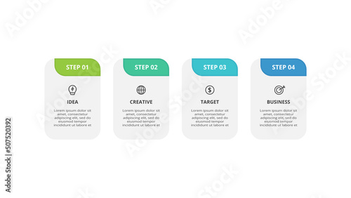 Rectangles infographic with 4 steps, options, parts or processes. Business data visualization.