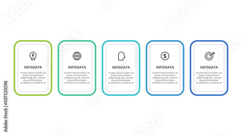 Rectangles infographic with 5 steps, options, parts or processes. Business data visualization.