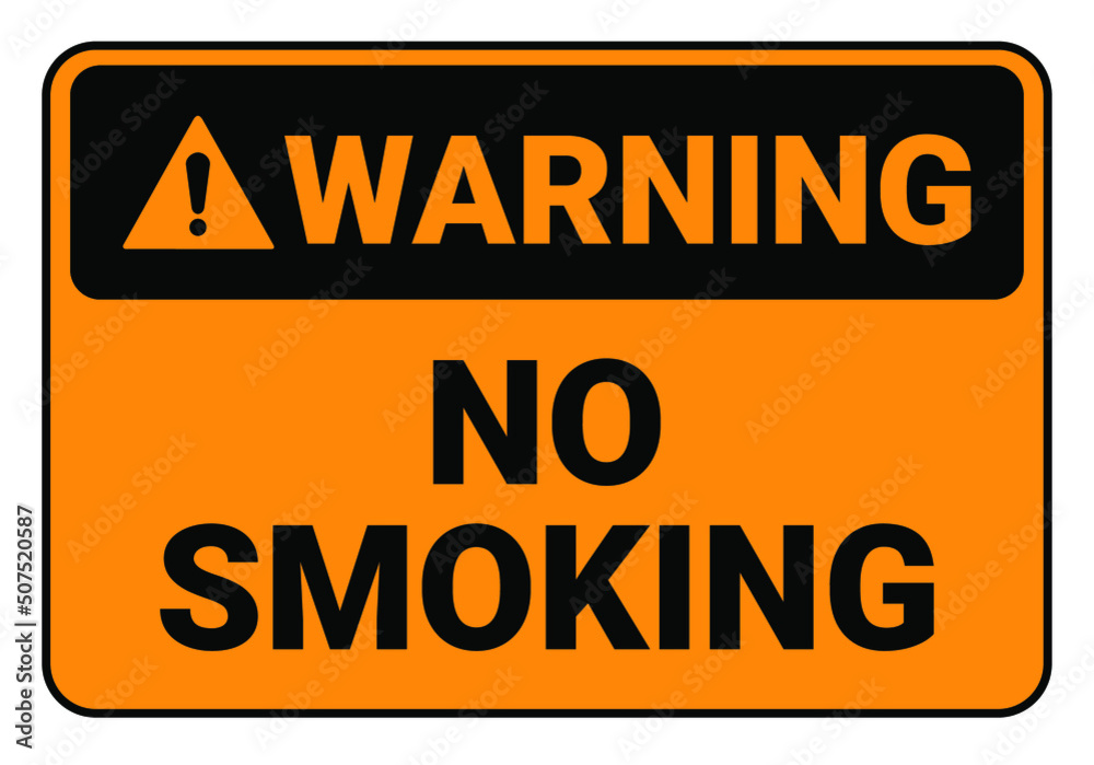 Warning no smoking. Safety sign Vector Illustration. OSHA and ANSI standard sign. eps10