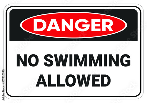 Danger no swimming prohibition sign illustration vector, no swimming allowed symbol