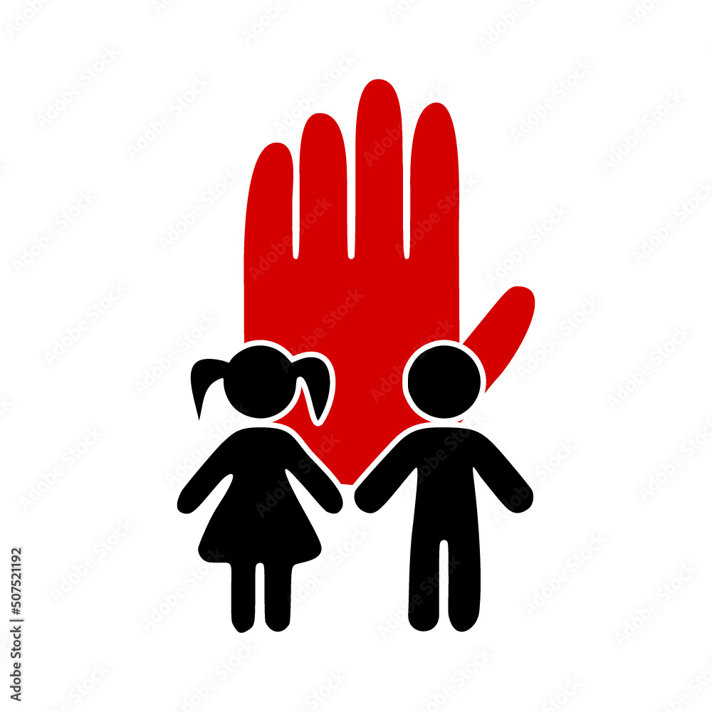 Stop kid bully icon. Stop Child violence icon sign Stop kid bully icon. Stop Child violence icon sign