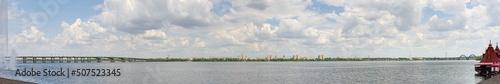 Panorama of Dnieper river in Dnepropetrovsk town, Ukraine.