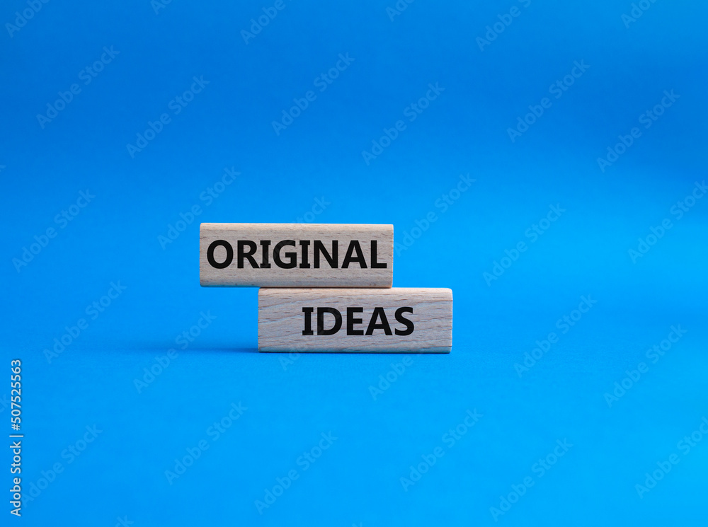 Original ideas. Concept word Original ideas on wooden cubes. Beautiful blue background. Business and Original ideas concept. Copy space. Original ideas. Concept word Original ideas on wooden cubes. Beautiful blue background. Business and Original ideas concept. Copy space.