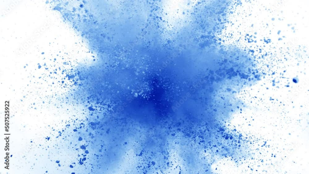 Super Slow Motion Shot of Blue Powder Explosion Isolated on White Background at 1000fps.