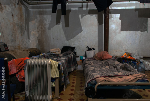 Ukrainian bomb shelter inside