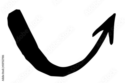 Hand painted arrow drawn with ink brush